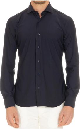 Barba Blauw op maat gemaakt katoenen overhemd - Heren - Casual Overhemden - Blauw - M - Katoen - Overhemden