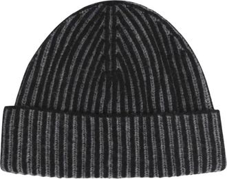 Moorer Davis-Wsv Ribbed Knit Beanie Nero/dark Grey
