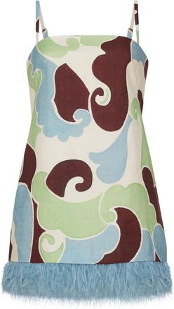 Cara Cara Valencia mini-jurk met veren afwerking - Beige