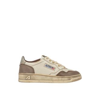 Autry Vintage White and Silver Leather Trainers