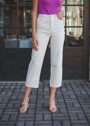 Blank NYC Baxter Crop White Nonstretch Cotton Ribcage Jeans In Head In The Clouds