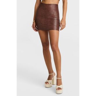 Commando Croc Embossed Faux Leather Miniskirt in Cr03-Brown Croc at Nordstrom Rack, Size X-Large