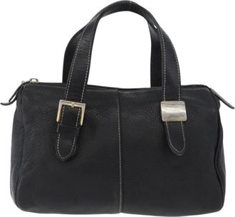 Burberry Pre-owned Handbags, female, Black, Size: ONE SIZE Pre-owned Vintage Leather Satchel Bag
