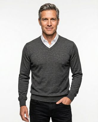 Brunello Cucinelli Cashmere Blend V-Neck Sweater - Gray