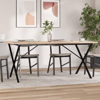 vidaXL Vidaxl - Mesa De Comedor Marco X Madera Maciza Pino Acero 180x90x75,5 Cm