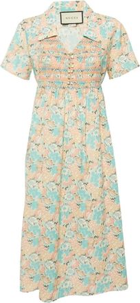 Gucci Jurk met bloemenprint - Blauw