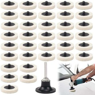 OEM Juego De 35 Discos De Pulido De Fieltro De Lana De 2 Pulgadas (50 Mm) Con 1 Disco Y 1 Mango Hexagonal De 6 Mm Para Herramientas Rotativas Para Proyect