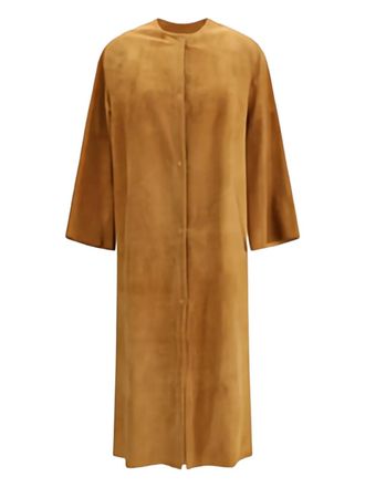 Salvatore Santoro snap-fastening side-slit coat - women - Calf Leather - 42 - Brown