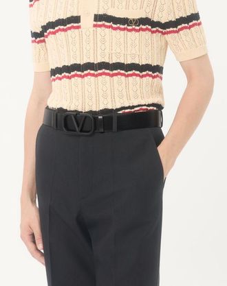 Valentino Garavani Cintura Vlogo Signature In Vitello 40 Mm Uomo NERO 085