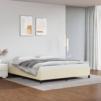 vidaXL Estructura De Cama Sin Colch&oacute;n Cuero Sint&eacute;tico Crema 160x200 Cm Vidaxl