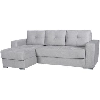 Dmora Divano Letto con Penisola Cesaro, Contenitore, Lavabile, 236x156 cm Grigio Chiaro