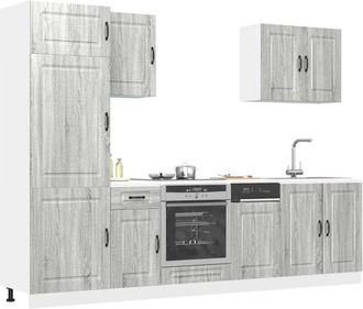 vidaXL Vidaxl - Mueble Cocina Kalmar Sonoma Gris 7 Pzas Madera Contrachapada
