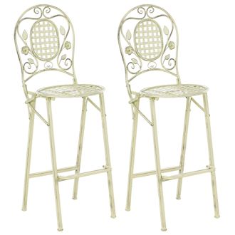 Beliani Beliani - Conjunto De 2 Sillas De Bar Para Jard&iacute;n Exterior Plegables De Metal Envejecido Chic Verde Claro Bivio
