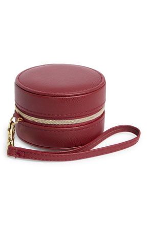 Nordstrom Mini Round Jewelry Box in Burgundy Saffiano at Nordstrom