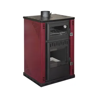 Dmora Estufa De Le&ntilde;a Dtenkoran, Chimenea De Le&ntilde;a, Hogar De Le&ntilde;a, Estufa R&uacute;stica, Made In Italy, 62x62 H102 Cm, Rojo - Dmora
