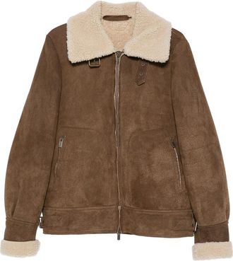 Santoro London Shearling-trim Leather Jacket