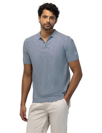 State of Art Blauw poloshirt State of Art Regular Fit linnen