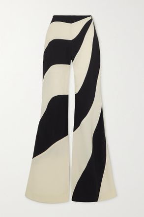 Taller Marmo + Net Sustain Largo Mar Striped Crepe Flared Pants - Avorio