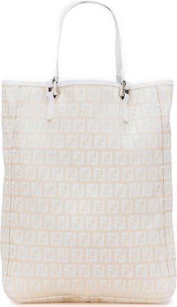 Fendi Pre-owned Womens Logo Pattern Tote Bag - Ivory Textile - One Size