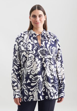 Seidensticker Schlupfbluse SEIDENSTICKER Schwarze Rose, Damen, Gr. 4XL (48), dunkelblau, 86% Viskose, 14% Polyamid, gemustert, regular fit, Blusen Schlupfbluse, 1/1