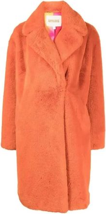 Apparis Faux Fur Coat met Notched Revers - Dames - Jassen - Oranje - XS - Jassen
