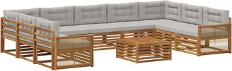 vidaXL Conjunto De Sof&aacute;s De Exterior 10 Uds. Natural Y Gris Claro Vidaxl