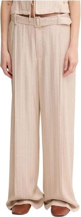 Mos Mosh MMLeya Miley Pant - Dames - Wijde Broeken - Beige - L - Broeken