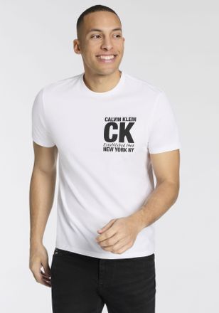 Calvin Klein T-Shirt CALVIN KLEIN, Herren, Gr. L, brilliant wei&szlig;, Web, Obermaterial: 100% Baumwolle, unifarben, regular fit normal, Rundhals, eingesetzt abgesteppt