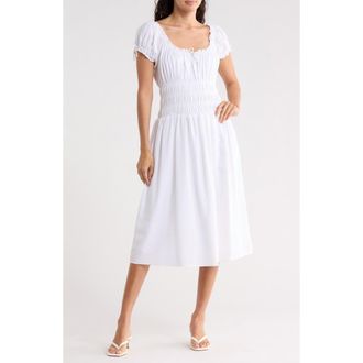 Wayf Smocked Midi Dress in Ivory at Nordstrom Rack, Size X-Small