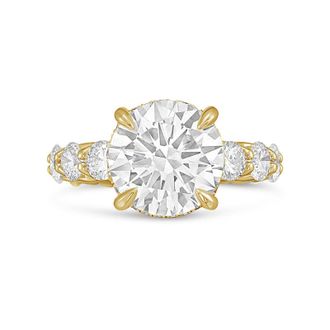Diana M. Jewels 14kt yellow gold lab grown 3ct Lab Grown Round Diamond Halo Ring with Diamond Accents