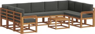 vidaXL Conjunto De Sof&aacute;s De Exterior 10 Uds. Natural Y Antracita Vidaxl