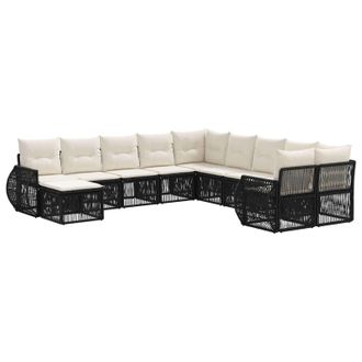 vidaXL Conjunto De Sof&aacute;s De Jard&iacute;n 11 Pcs Negro Rat&aacute;n Sint&eacute;tico Vidaxl