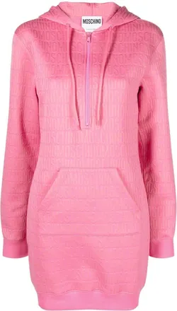 Moschino logo-print hoodie dress - women - Cotton/Polyester - 42 - Pink
