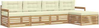 vidaXL Conjunto De Sof&aacute;s De Exterior 5 Uds. Blanco Y Crema Poli&eacute;ster Vidaxl