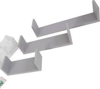Trade Shop Trade Shop - Set 3 Mensole Da Parete Moderne Design Con Bordi Mensola Scaffale Legno Grigio