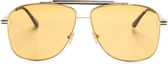 Tom Ford Eyewear polished pilot-frame sunglasses - men - Metal/Metal - 60 - Gold