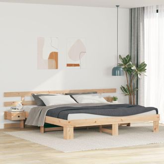 Berkfield Home with Drawer Brown 200 x 200 cm Solid pine wood in Beige