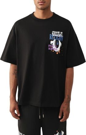 True Religion Concert Buddha Oversized Cotton Graphic T-Shirt in Jet Black at Nordstrom, Size Xxx-Large