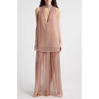 Black Halo Valoria Metallic Micropleat Cocktail Dress in Fairy Dust at Nordstrom, Size Medium