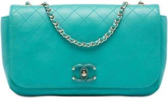 Chanel Pre-owned Vintage Flap Crossbody Bag - Dames - Vintage Schoudertas - Blauw - ONE Size - Leer - Vintage