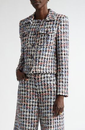 St. John Americana Houndstooth Eyelash Tweed Jacket in Americana Multi at Nordstrom, Size 12