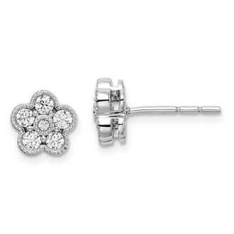 Diamond2Deal 14k Gold 1/2 ct Lab Grown Diamond Floral Stud Earrings VS Clarity, D-E Color