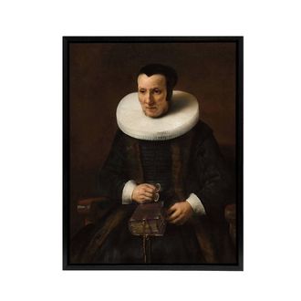 Artery8 Old Lady with a Book Rembrandt van Rijn Framed Canvas Wall Art Print in Brown | Size: W24 x H32