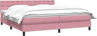 vidaXL Cama Box Spring Con Colch&oacute;n Terciopelo Rosa 180x210 Cm Vidaxl