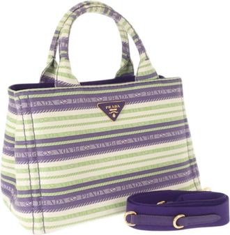 Prada Pre-owned Prada Small Canvas Canapa Striped Logo Tote Ladies TBK9NNVXI0FSHJ9M