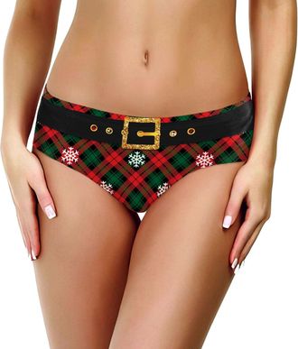 Generic Womens Thongs Xmas Panties Graphic Sexy Tummy Control Christmas Underwear for Women Butt Lifting Cartoon Soft Briefs Tangas Womens Merry Christmas Lad