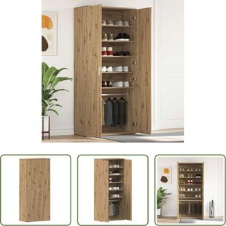 vidaXL vidaXL Armadio in legno - Mobile per scarpe con porta Rovere artigianale 80 x 39 x 178 cm