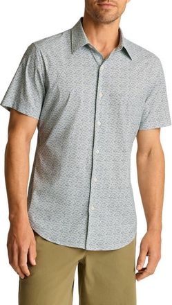 Bonobos Tech Slim Fit Palm Print Short Sleeve Button-Up Shirt in Leon Palms V2 C35 at Nordstrom, Size Xx-Large