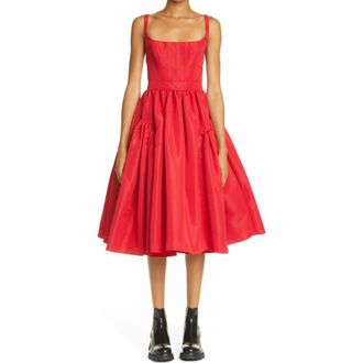 Alexander McQueen Alexander McQueen Open Back Fit & Flare Midi Dress in Welsh Red at Nordstrom, Size 4 Us