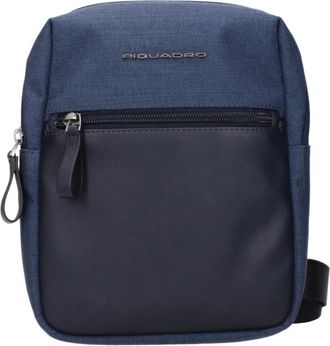 Piquadro Blauwe Stoffen Crossbody Tas met Logo - Dames - Schoudertassen - Blauw - ONE Size - Tassen